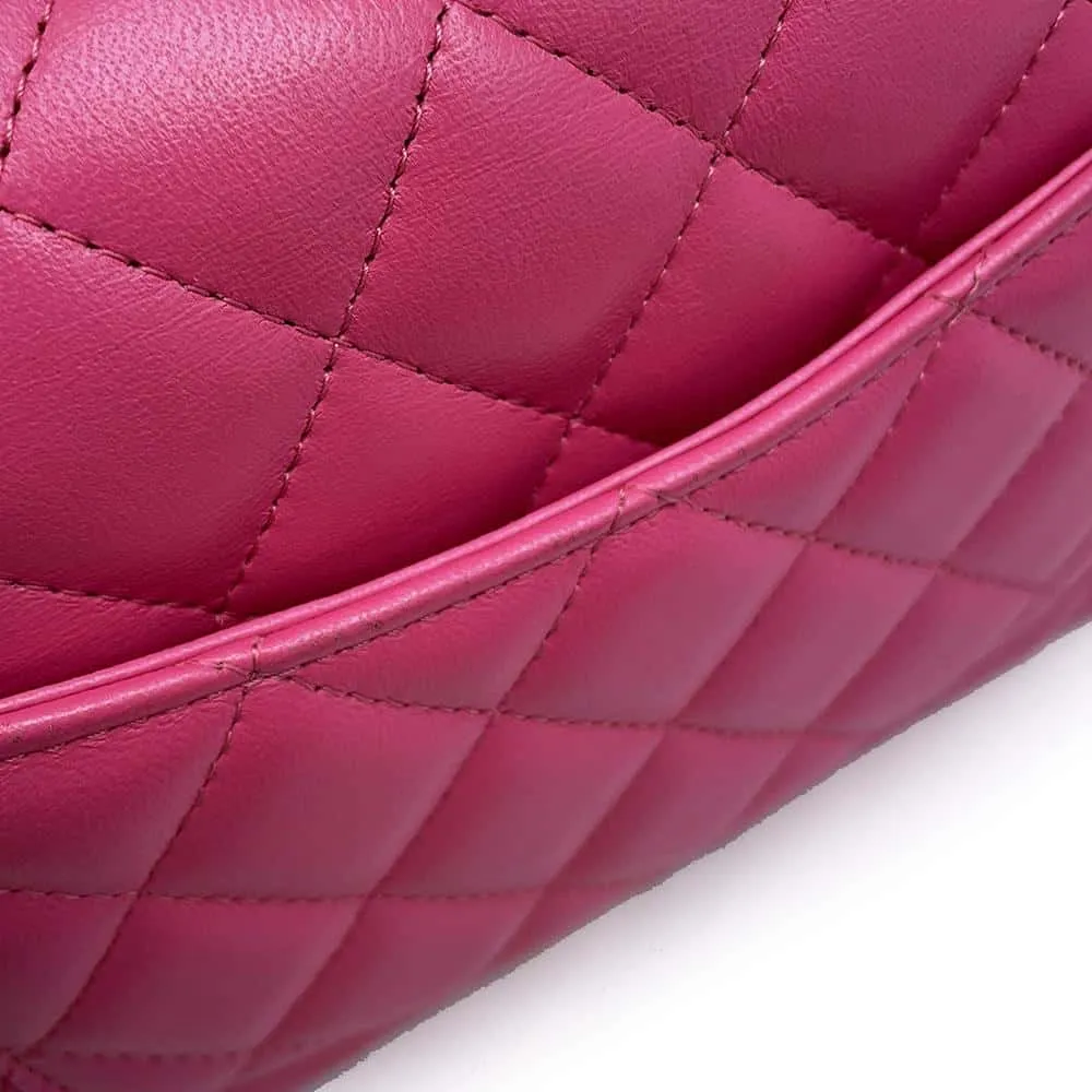 CHANEL Mini Matelasse Chain Shoulder Bag Pink A69900 Lambskin Size 20