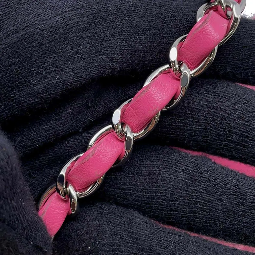 CHANEL Mini Matelasse Chain Shoulder Bag Pink A69900 Lambskin Size 20