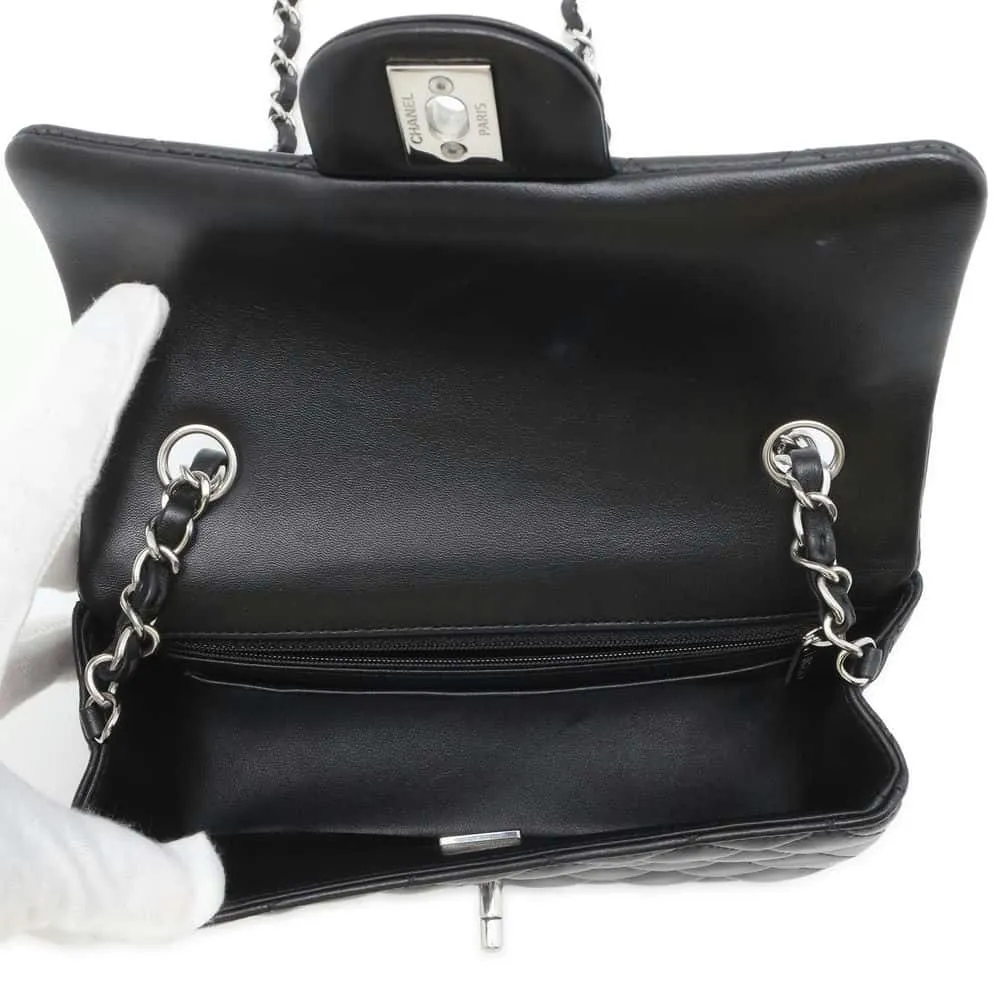 CHANEL Mini Matelasse ChainShoulder Bag Black A69900 Lambskin Size Mini