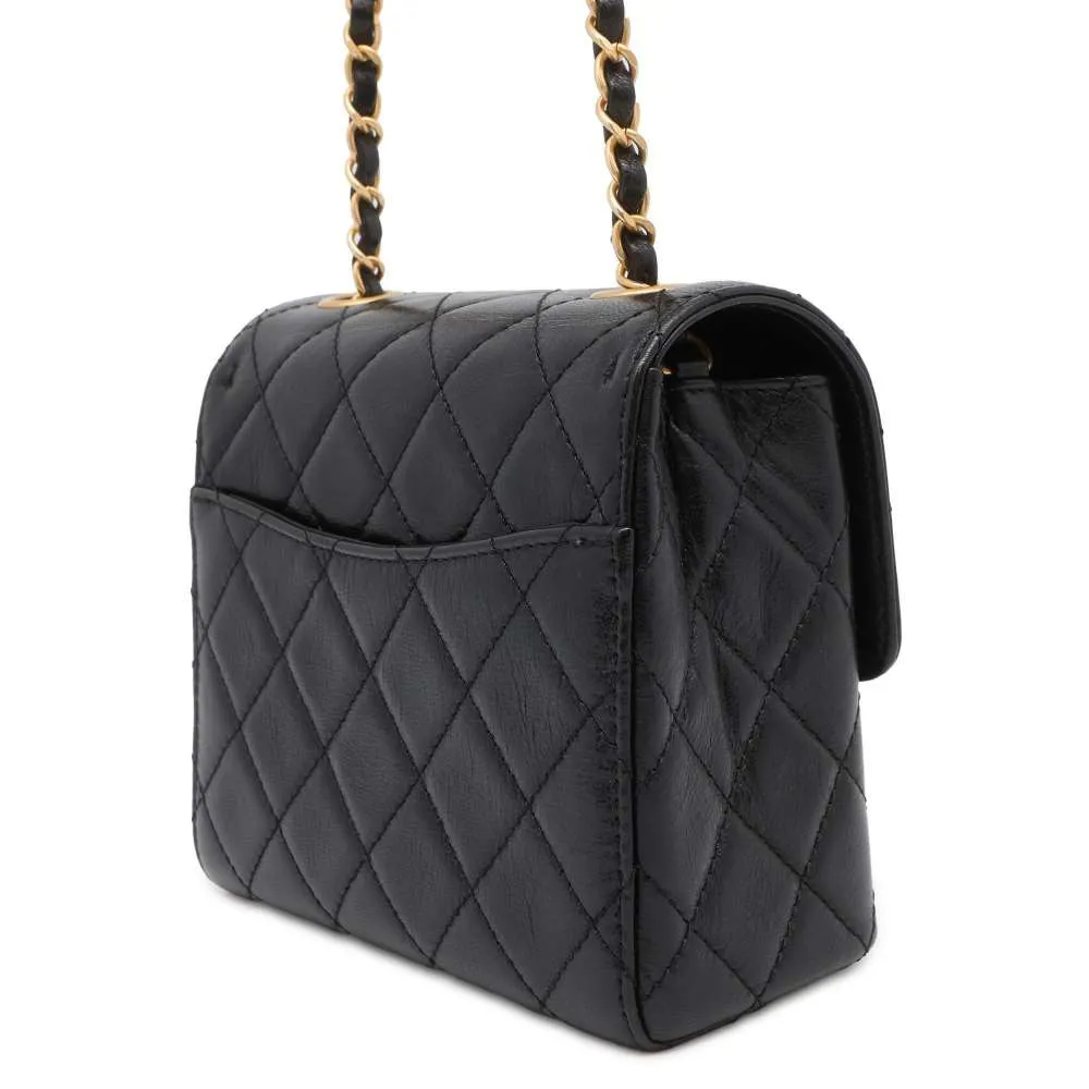 CHANEL Mini Matelasse ChainShoulder Bag Black AS3648 Calf Leather Size Mini