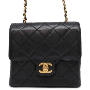 CHANEL Mini Matelasse ChainShoulder Bag Black AS3648 Calf Leather Size Mini