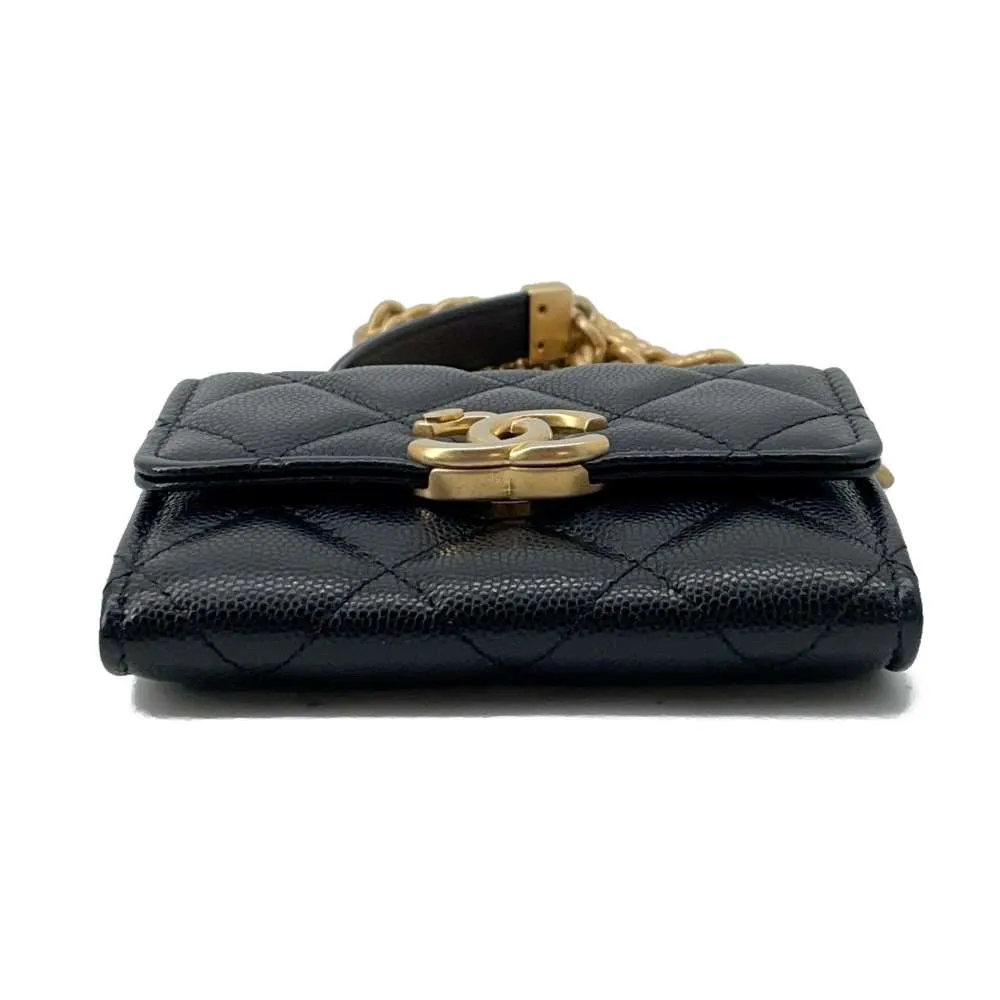 CHANEL Mini Materasse Chain Shoulder Black AP2629 Caviar Leather