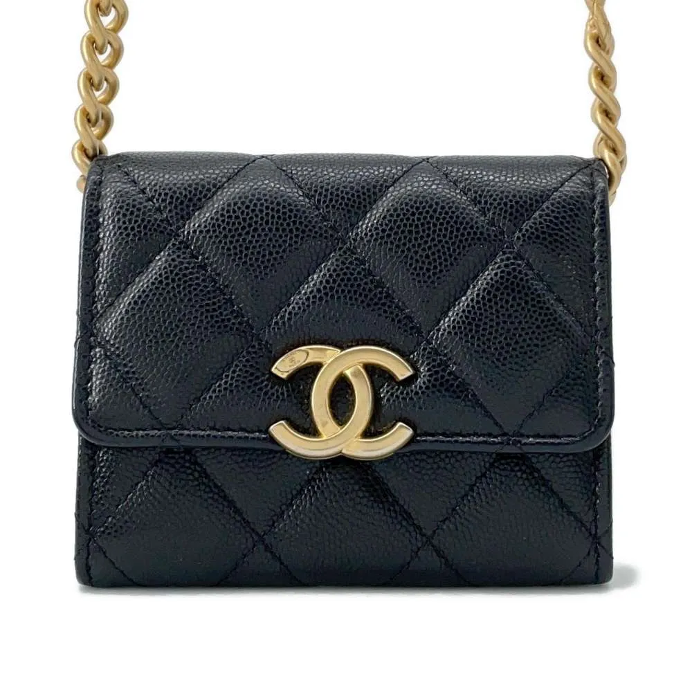 CHANEL Mini Materasse Chain Shoulder Black AP2629 Caviar Leather