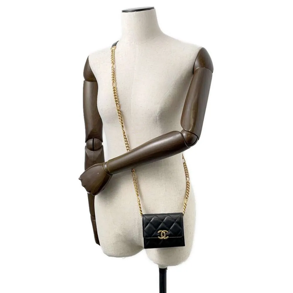 CHANEL Mini Materasse Chain Shoulder Black AP2629 Caviar Leather