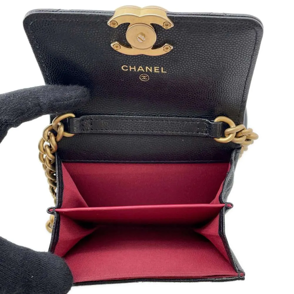 CHANEL Mini Materasse Chain Shoulder Black AP2629 Caviar Leather