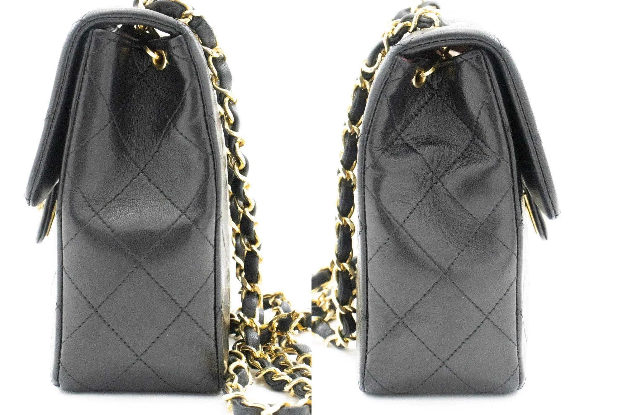 CHANEL Mini Square Small Chain Shoulder Bag Crossbody Black Quilt k44