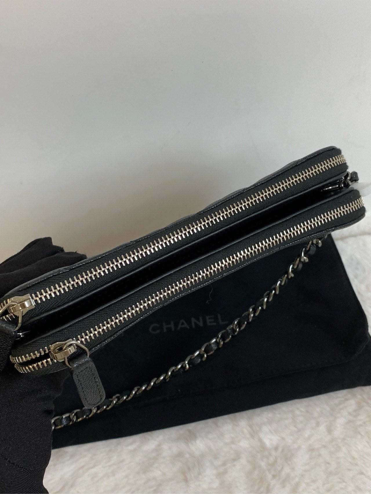 Chanel Camera Box Black Caviar Leather Crossbody Bag