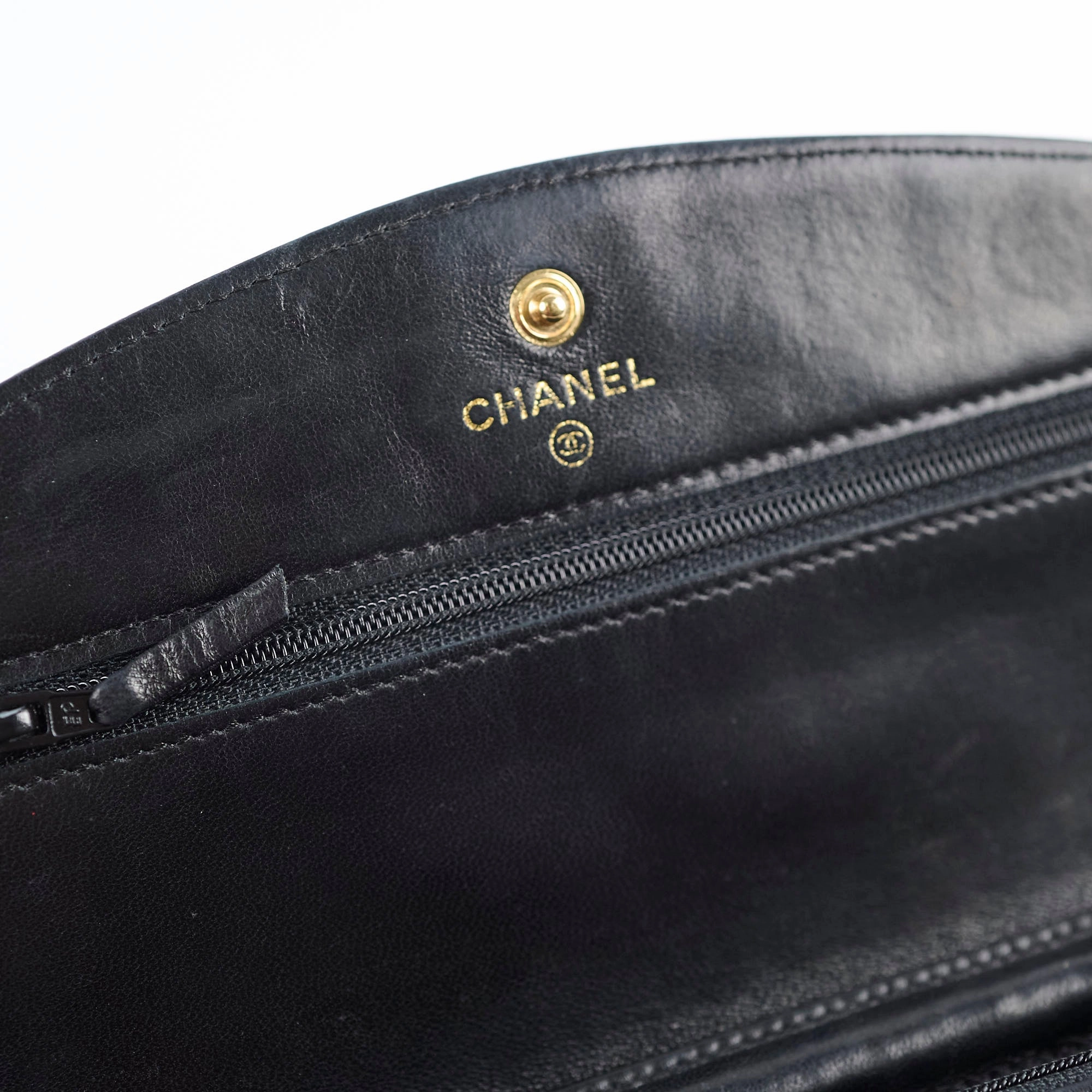 Chanel CC Logo Wallet On Chain WOC Black