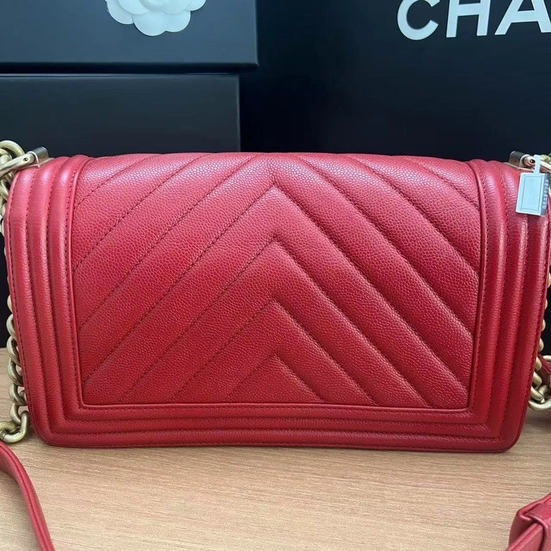 Chanel Small Boy Bag in Red Leather Shoulder Bag