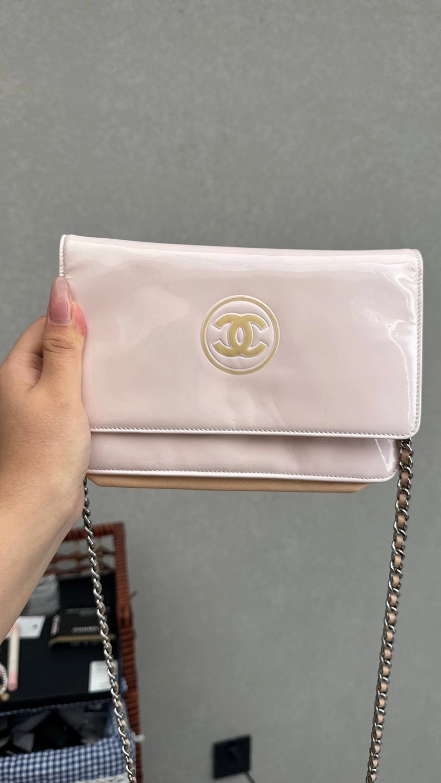 Chanel WOC Classic Light Pink Patent Leather Crossbody Bag
