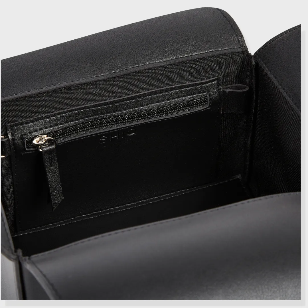 CHELSEA VEGAN LEATHER SLING BAG BLACK