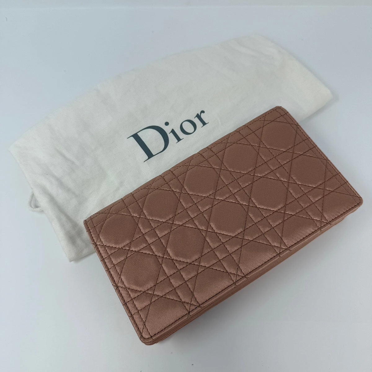 Christian Dior Satin Cannage Wallet on Chain