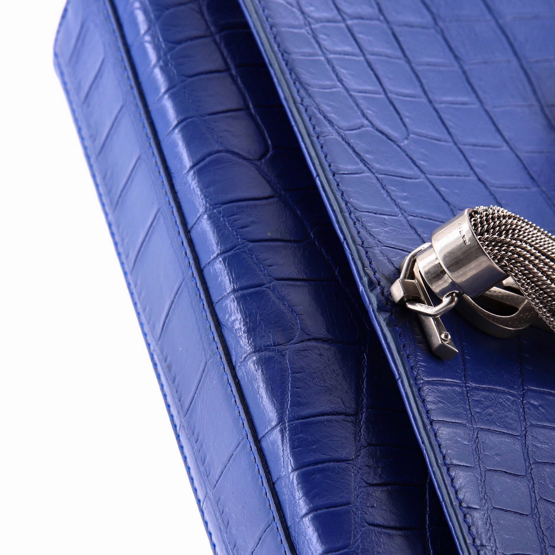 Classic Monogram Tassel Crossbody Bag Crocodile Embossed Leather Medium