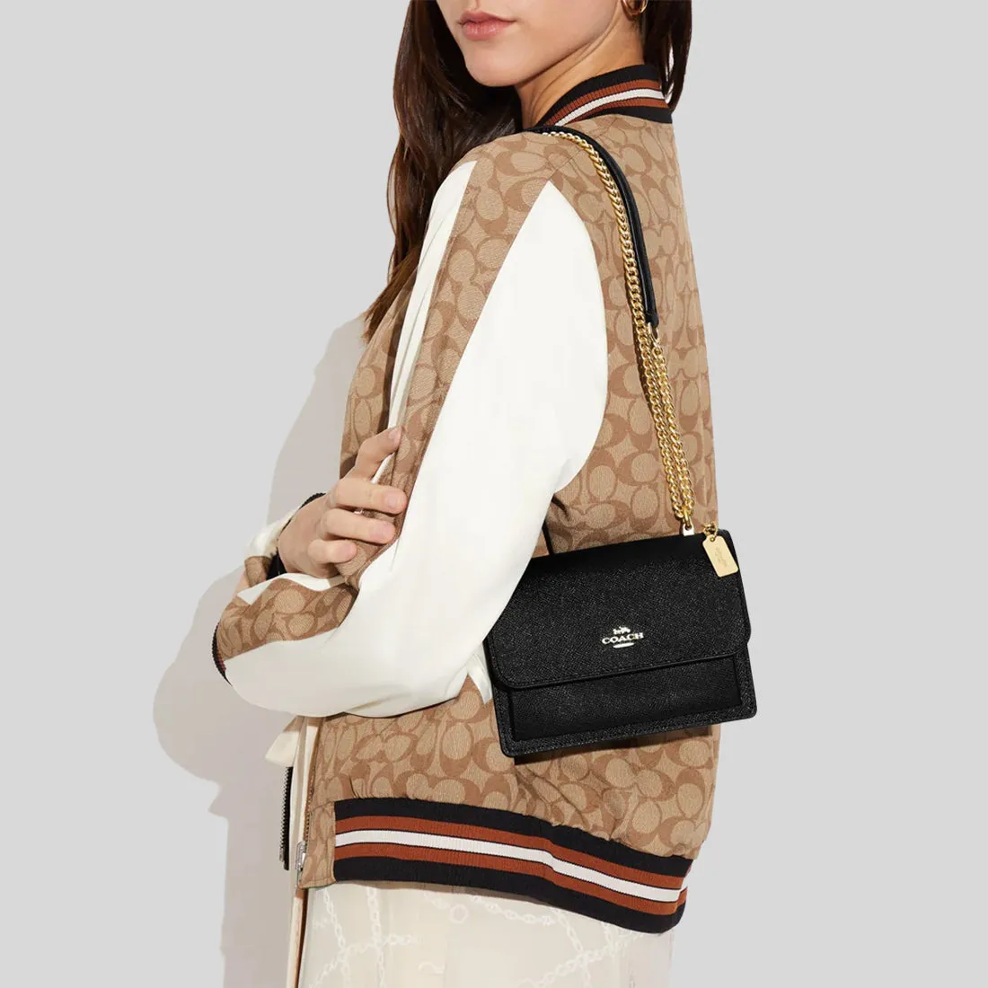 COACH Crossgrain Leather Mini Klare Crossbody Bag Black C9949