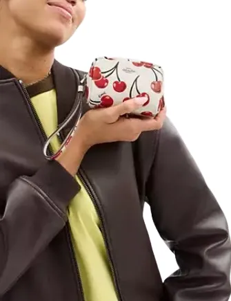 Coach Pouch Wristlet With Cherry Print