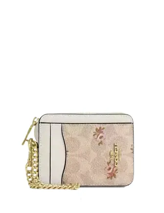 Coach Zip Card Case In Signature Canvas With Floral Print
