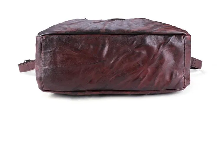 Coffee Leather Men's 14 inches inches Large Courier Bag Travel Bag Weekend Bag Messenger Bag Postman Bag For Men