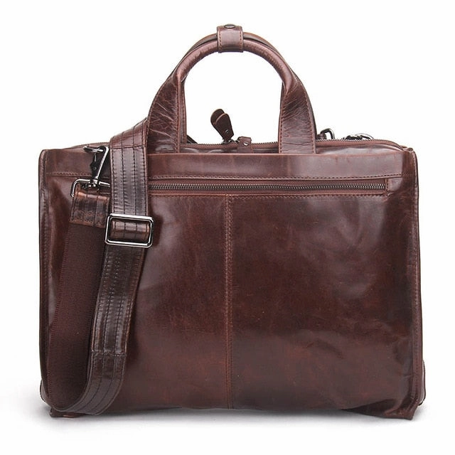 Contact'S Portfolios Briefcase Vintage Laptop Bag High Quality Genuine Leather Men Messenger Bags