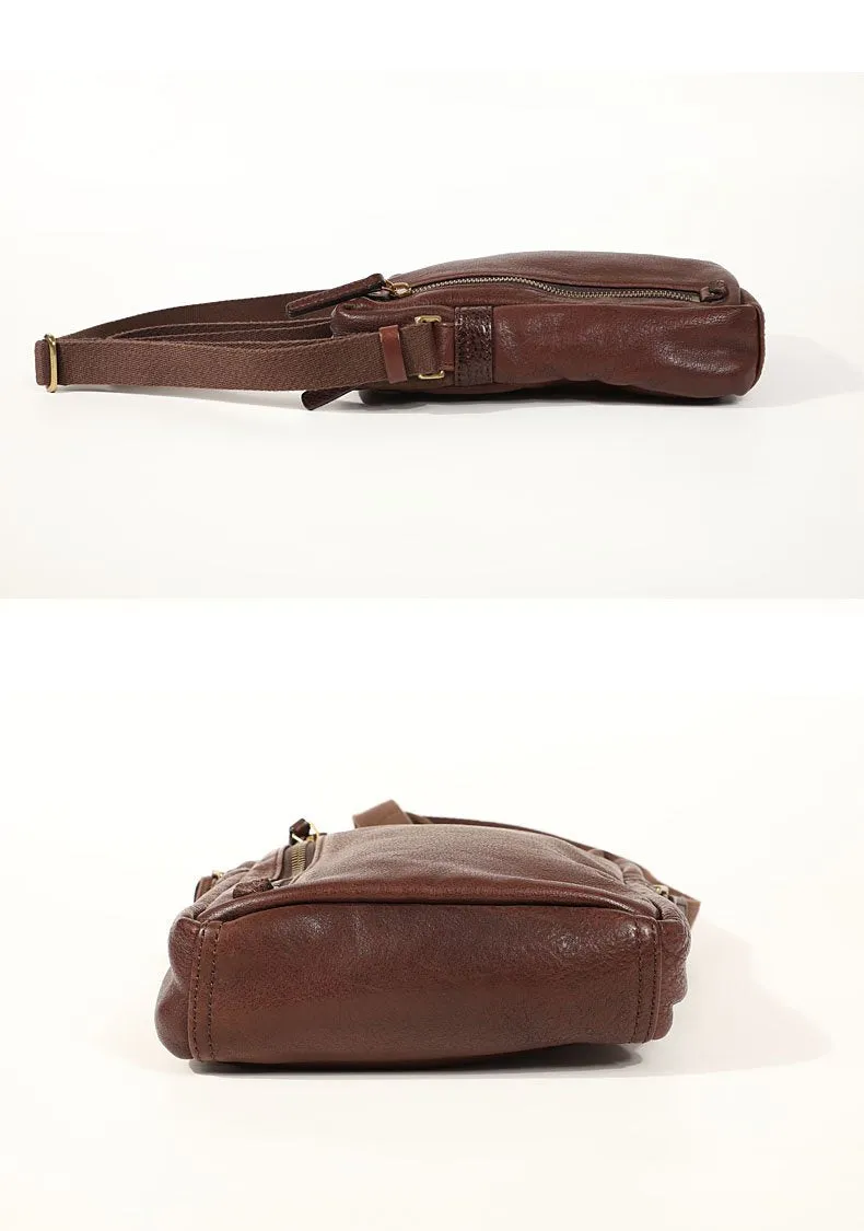 Cool Black LEATHER MEN'S 8 INCHES Small Side BAGs Vertical Coffee MESSENGER BAGs Courier BAG FOR MEN