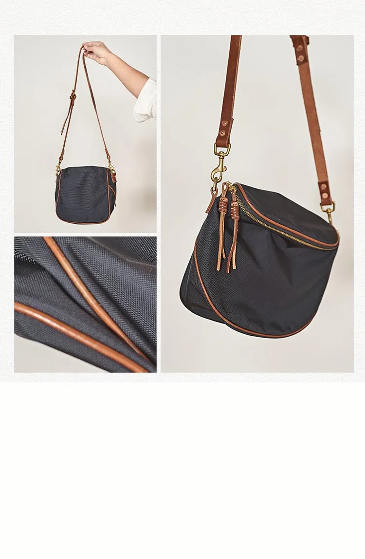 Cool Black Nylon Mens Small Messenger Bag Nylon Saddle Side Bag Courier Bag for Men