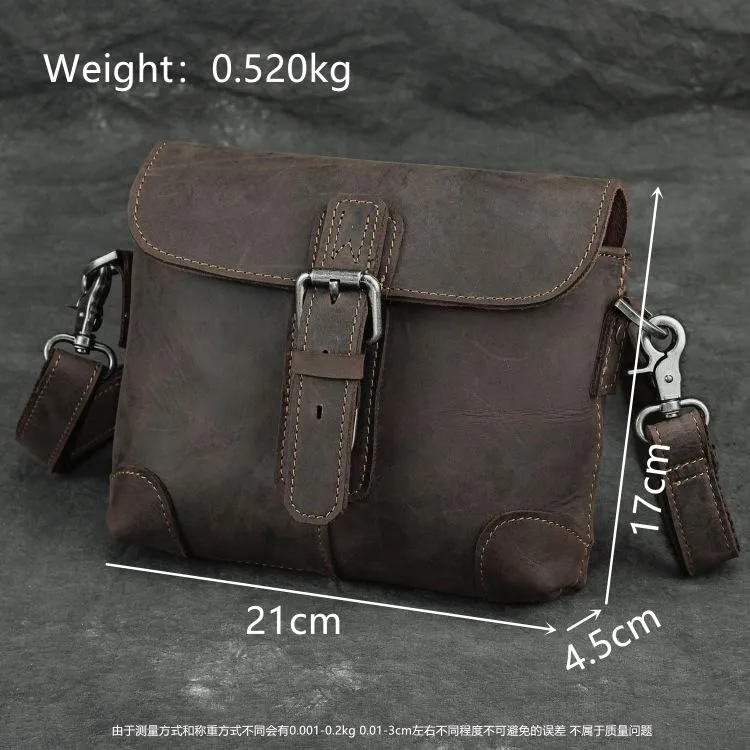 Cool Brown Leather Men's 8 inches Postman Bag Camel Belt Bag Courier Messenger Bag For Men