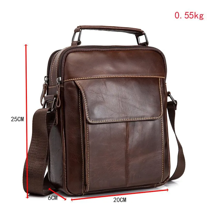 Cool Brown Leather Men's Small Vertical Messenger Bag Brown Small Side Bag For Men