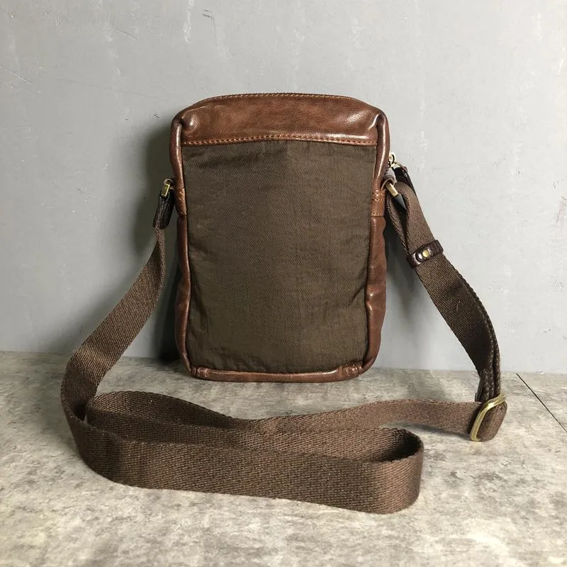 Cool BROWN LEATHER MEN'S Vertical Small Side Bags MESSENGER BAG BLACK Black Courier Bags FOR MEN