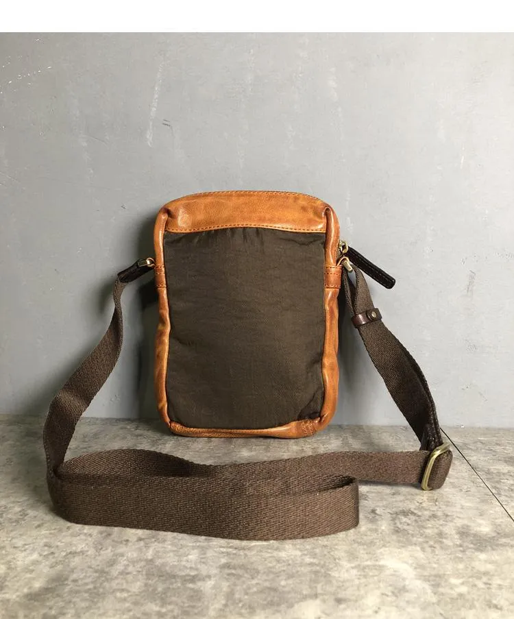 Cool BROWN LEATHER MEN'S Vertical Small Side Bags MESSENGER BAG BLACK Black Courier Bags FOR MEN