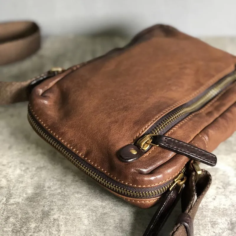 Cool BROWN LEATHER MEN'S Vertical Small Side Bags MESSENGER BAG BLACK Black Courier Bags FOR MEN