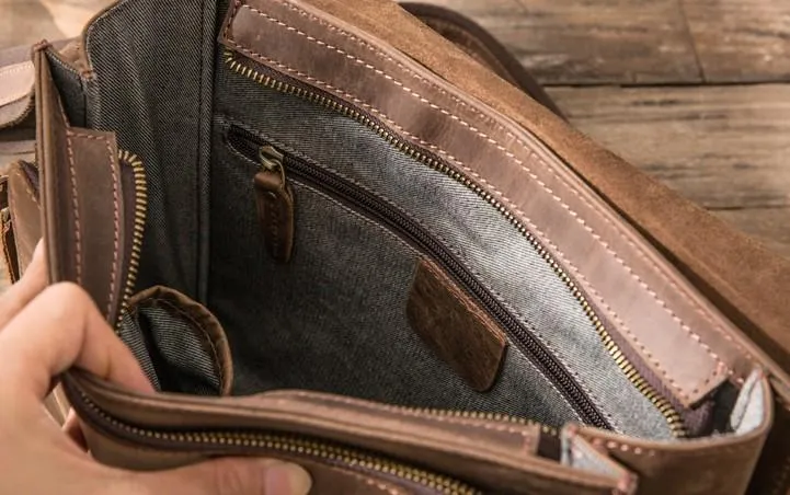 Cool Brown Vintage Leather Mens Messengers Bag Shoulder Bag for Men