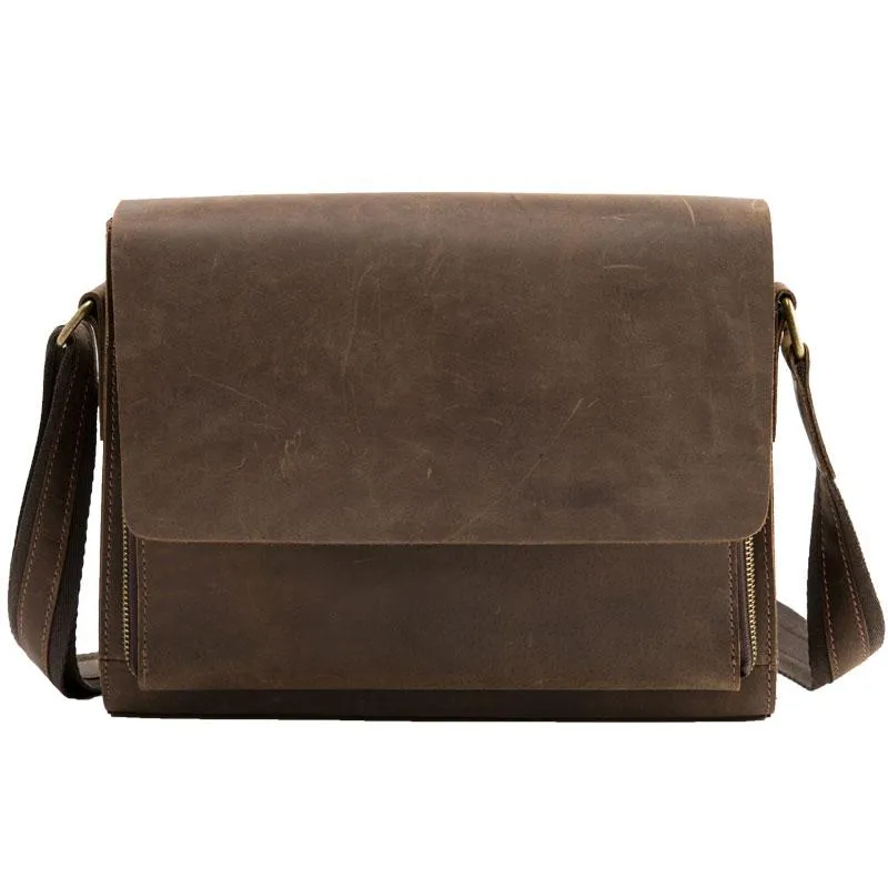 Cool Brown Vintage Leather Mens Messengers Bag Shoulder Bag for Men