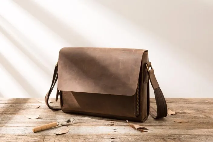 Cool Brown Vintage Leather Mens Messengers Bag Shoulder Bag for Men