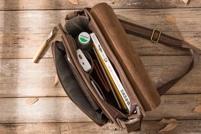 Cool Brown Vintage Leather Mens Messengers Bag Shoulder Bag for Men