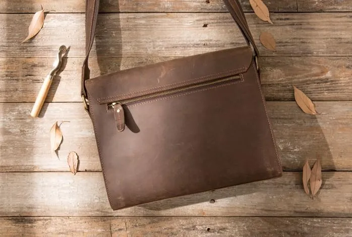 Cool Brown Vintage Leather Mens Messengers Bag Shoulder Bag for Men