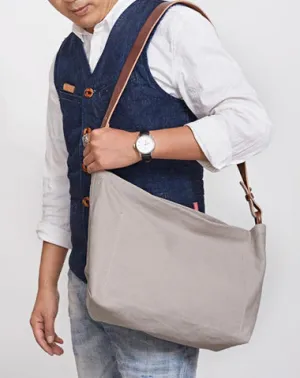 Cool Canvas Leather Mens Side Bag 14 inches Green Canvas Courier Bags Canvas Messenger Bag for Men