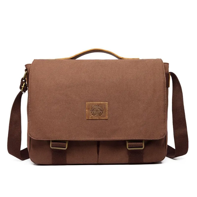 Cool Canvas Mens 15'' Side Bag Shoulder Bag College Bag Messenger Bag for Men