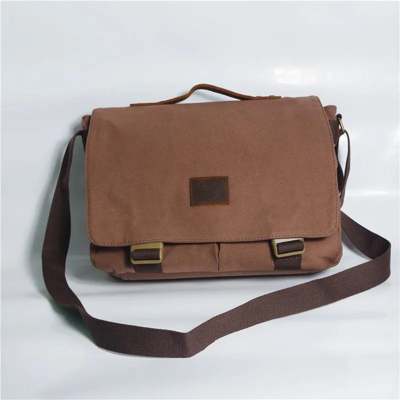 Cool Canvas Mens 15'' Side Bag Shoulder Bag College Bag Messenger Bag for Men