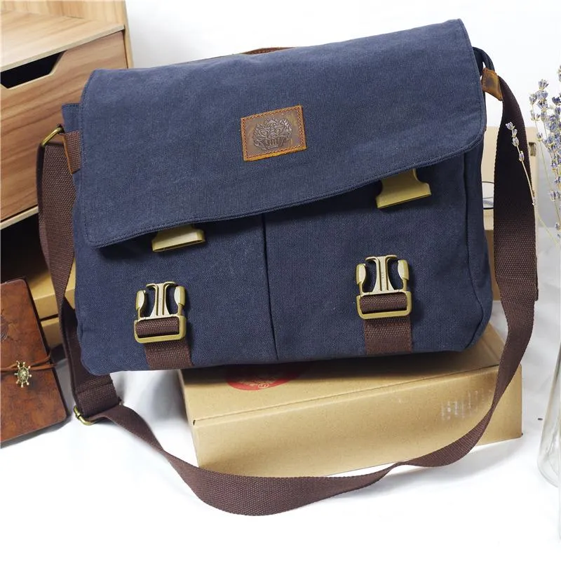 Cool Canvas Mens 15'' Side Bag Shoulder Bag College Bag Messenger Bag for Men