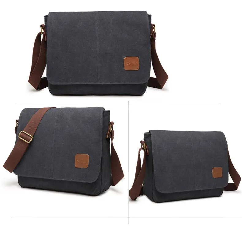 Cool Canvas Mens 15'' Side Bag Shoulder Bag College Bag Messenger Bag for Men