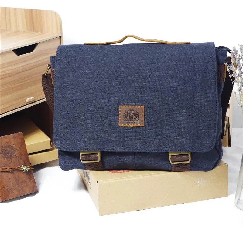 Cool Canvas Mens 15'' Side Bag Shoulder Bag College Bag Messenger Bag for Men