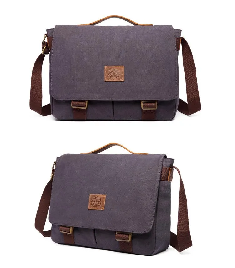 Cool Canvas Mens 15'' Side Bag Shoulder Bag College Bag Messenger Bag for Men