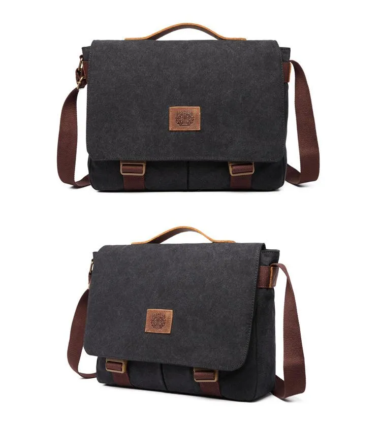 Cool Canvas Mens 15'' Side Bag Shoulder Bag College Bag Messenger Bag for Men