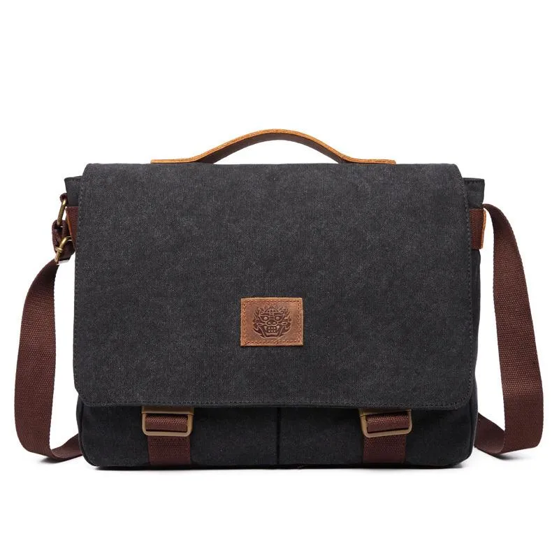 Cool Canvas Mens 15'' Side Bag Shoulder Bag College Bag Messenger Bag for Men