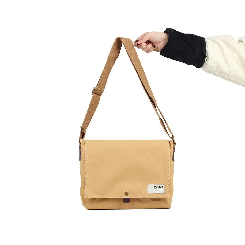 Cool Canvas Mens Side Bag 11'' Black Shoulder Bag College Bag Blue Messenger Bag for Men