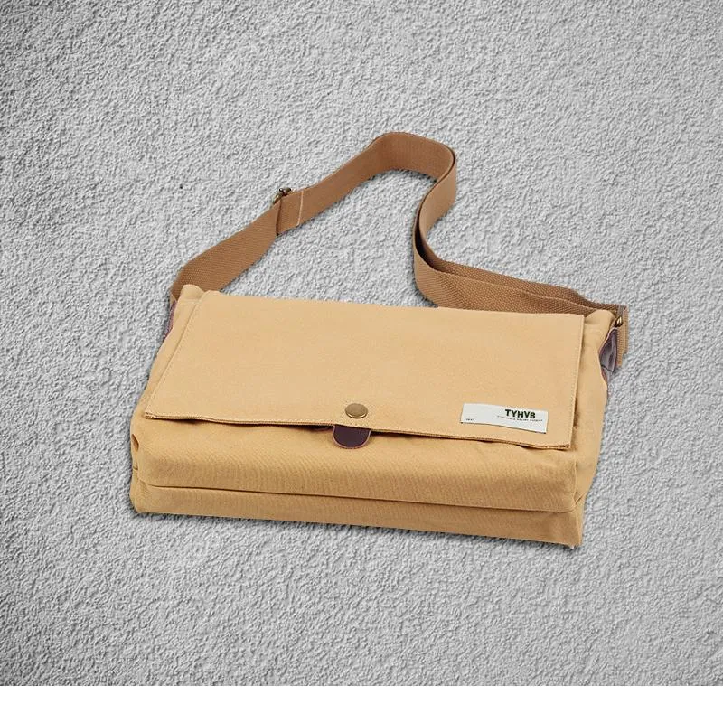Cool Canvas Mens Side Bag 11'' Black Shoulder Bag College Bag Blue Messenger Bag for Men