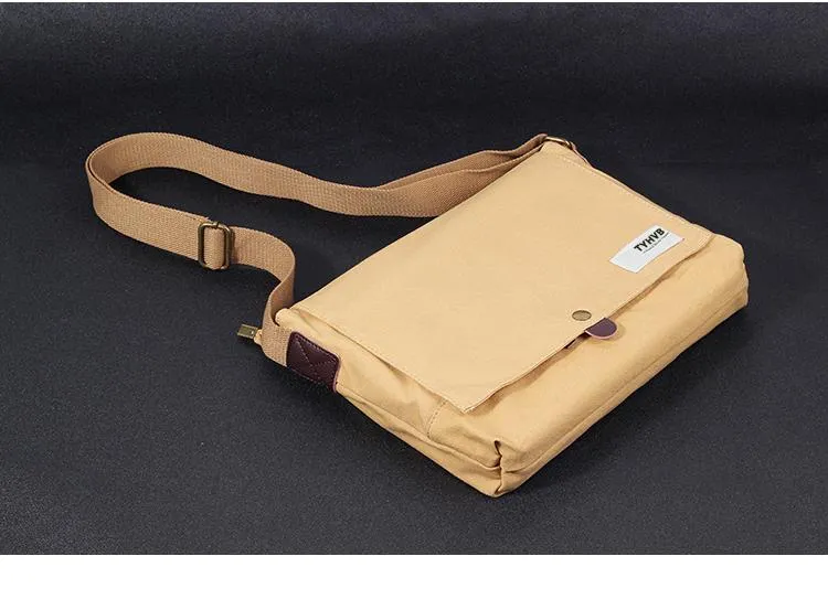 Cool Canvas Mens Side Bag 11'' Black Shoulder Bag College Bag Blue Messenger Bag for Men