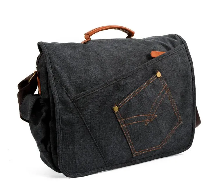 Cool Casual Canvas Mens 15.6'' Side Bag Shoulder Bag Large Messenger Bag For Men