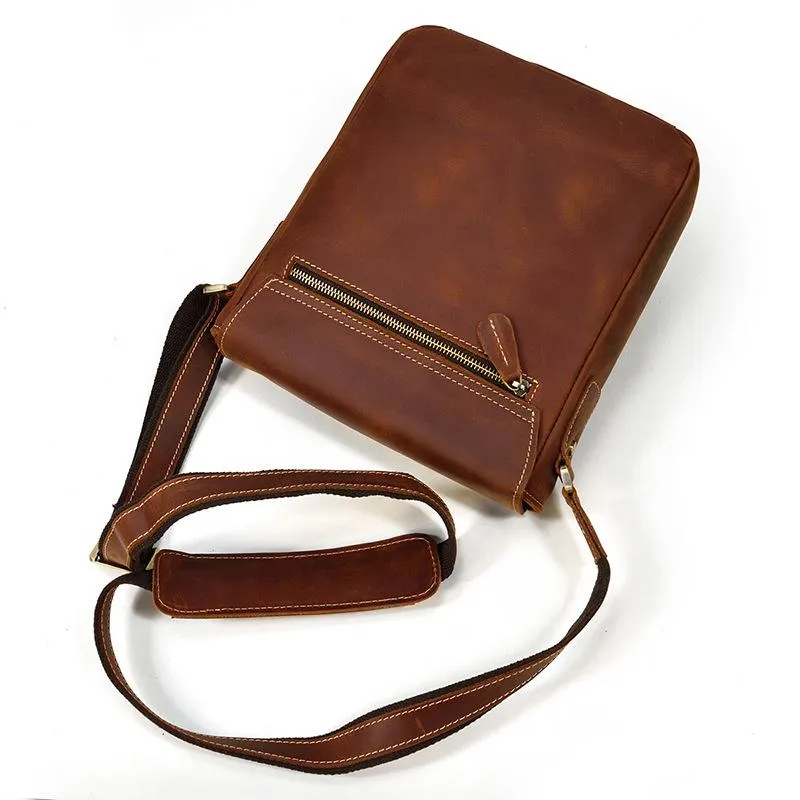 Cool Coffee LEATHER MENS 10 inches Vertical iPAD BAG COURIER BAG Brown MESSENGER BAG FOR MEN