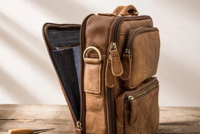 Cool Leather Brown Small Mens Messenger Bag Vintage Shoulder Bag  for Men