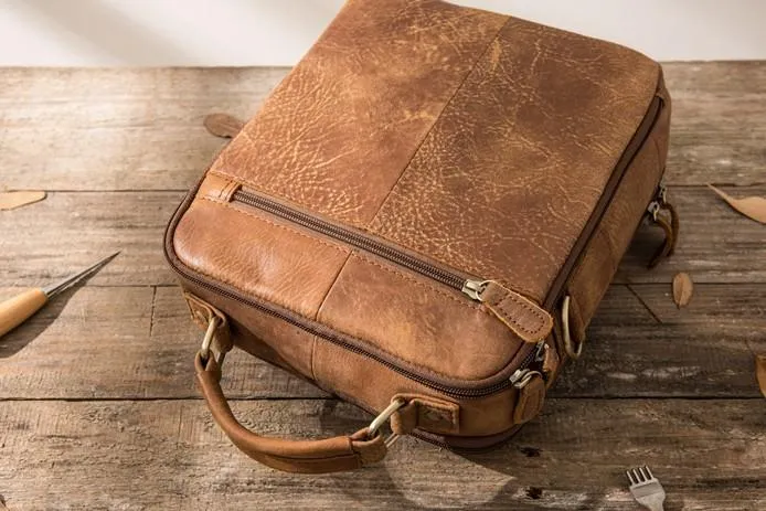 Cool Leather Brown Small Mens Messenger Bag Vintage Shoulder Bag  for Men